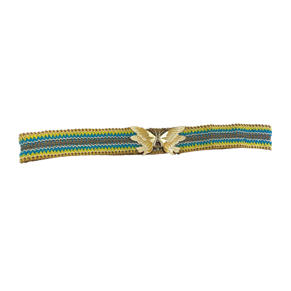 Vintage 1960s Belt Enamel Butterfly Cloisonne Woven Womens 40\